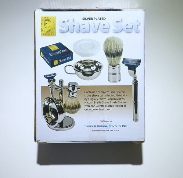 JUEGO DE AFEITADO - SILVER PLATED SHAVE BRUSH SET