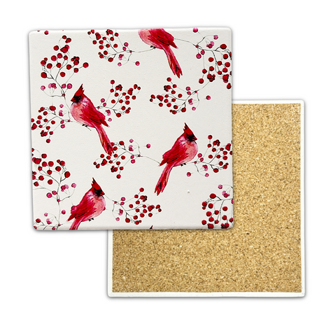 CARDINAL CERAMIC COASTER S6 RED / Posavasos de cerámica