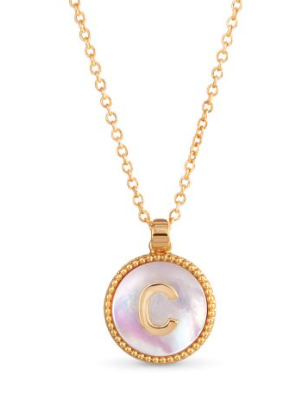 Gold Mother of Pearl Initial Necklace - Collar Bañado en Oro con Inicial