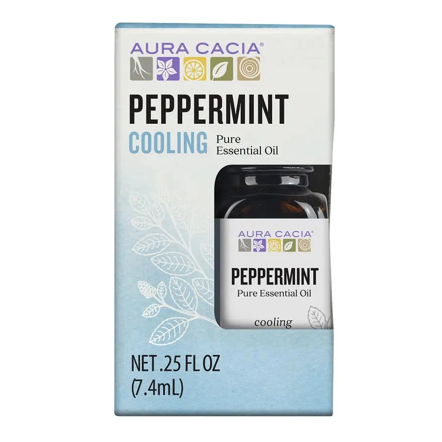 ACEITE ESENCIAL DE MENTA AURA CACIA, CAJA DE 0,25 FL. OZ.