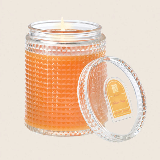 Valencia Orange - Textured Glass Candle with Lid
