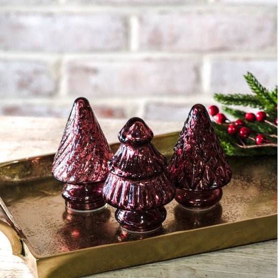 Glass Trees Burgundy - Árboles Navideños de Cristal