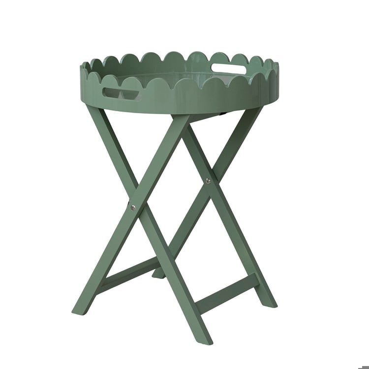 Wood Lacquered Folding Scalloped Tray Table - Mesa