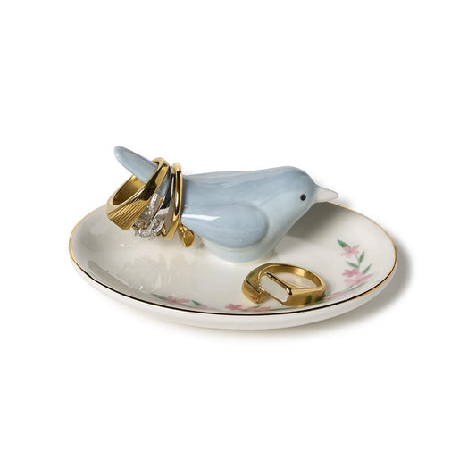 Blue Bird Ceramic Ring Holder - Soporte para Anillos