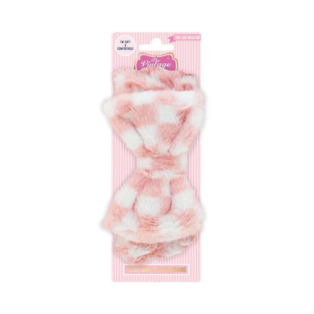 1pc Cecily Luxe Makeup Headband - Pink & Checker Pink