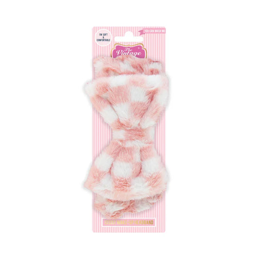 1pc Cecily Luxe Makeup Headband - Pink & Checker Pink