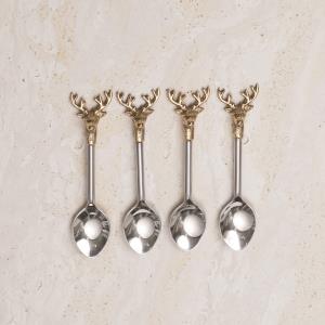Stainless Steel Gilded Deer Spoons S/4 - Cucharas