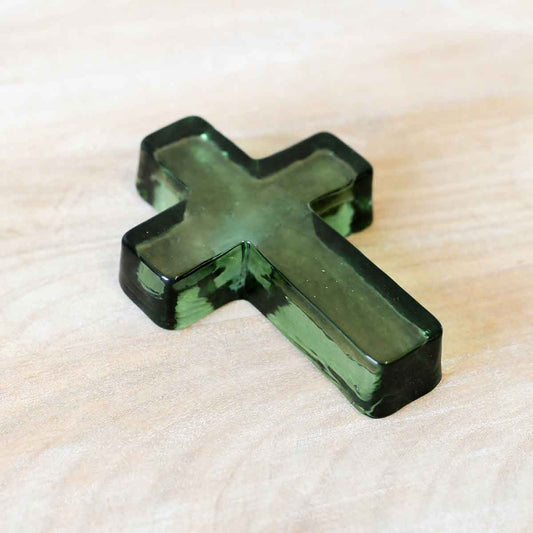 Cross Glass Decor Green - Cruz de Cristal