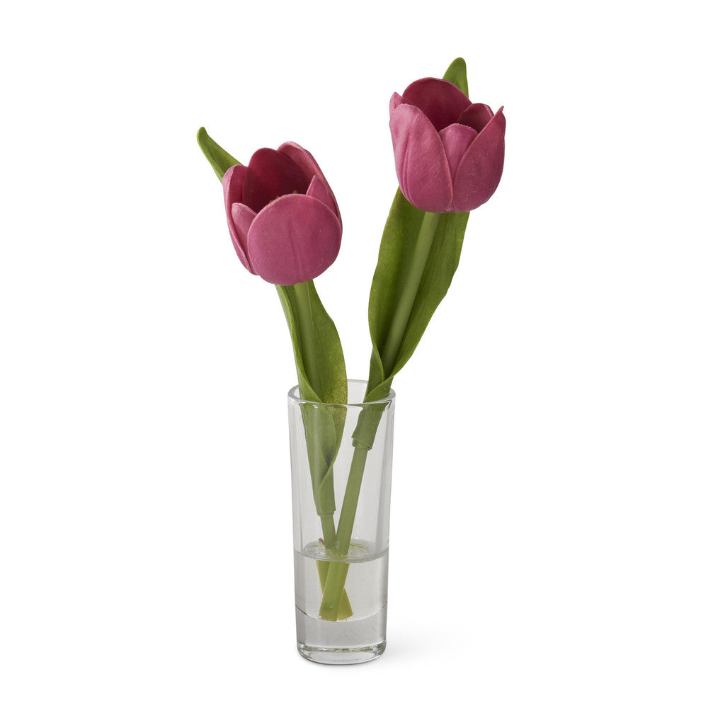 Tulip Pair in Vase Floral Arrangement 8.5" - Jarrón con tulipanes