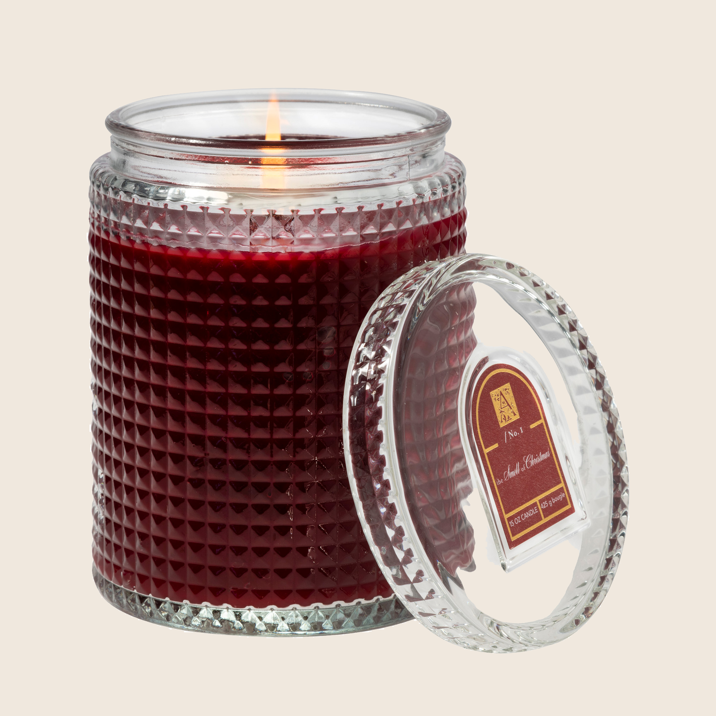 The Smell of Christmas - Textured Glass Candle with Lid- 4