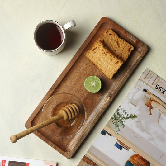 Bandeja rectangular de madera para servir