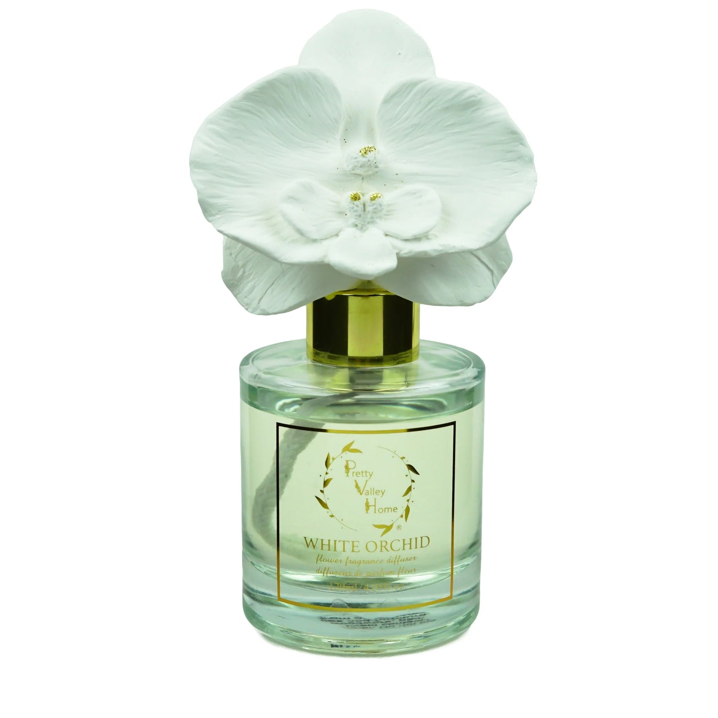 Ceramic Orchid Flower Fragrance Diffuser Set White Orchid  120 ml/4,05 onzas