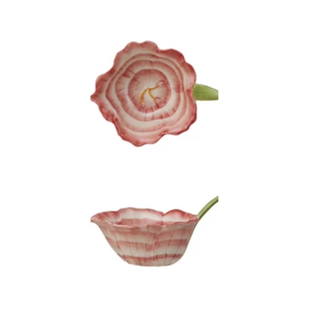 Cuencos de cerámica pintados a mano con forma de flor.