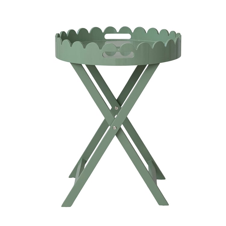 Wood Lacquered Folding Scalloped Tray Table - Mesa