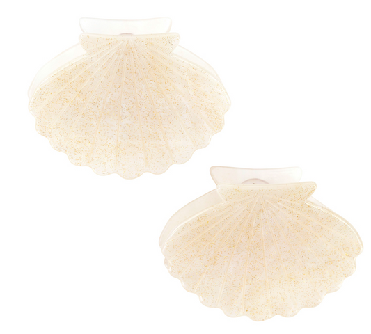 Claw Clips White Shells Set of 2