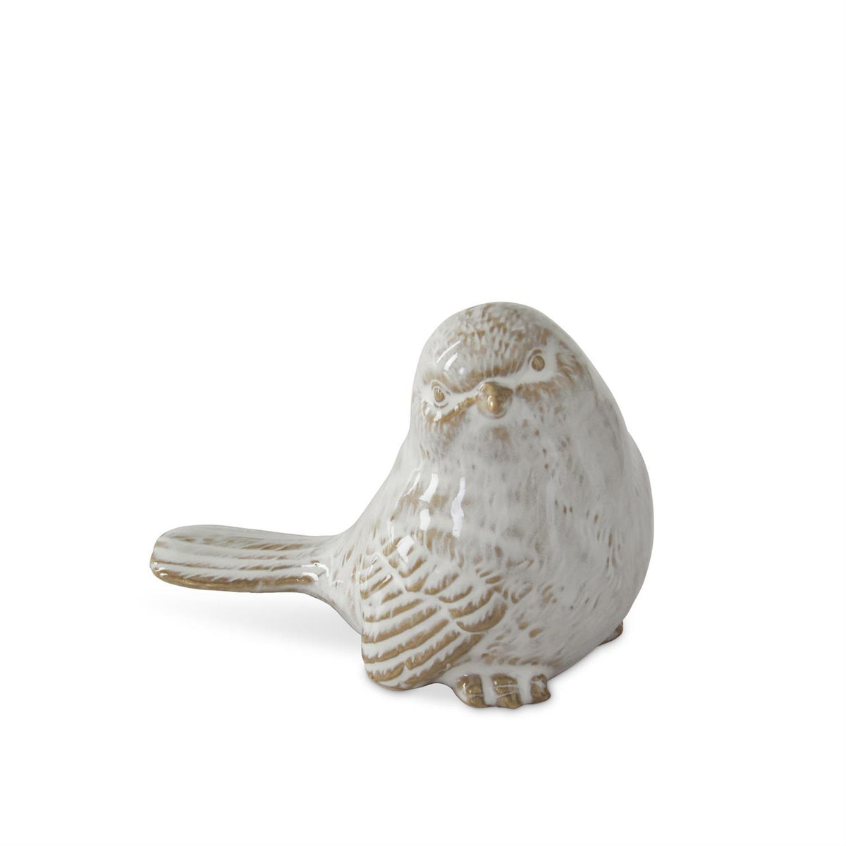 Cream & Taupe Glazed Ceramic Birds - Ave de Cerámica