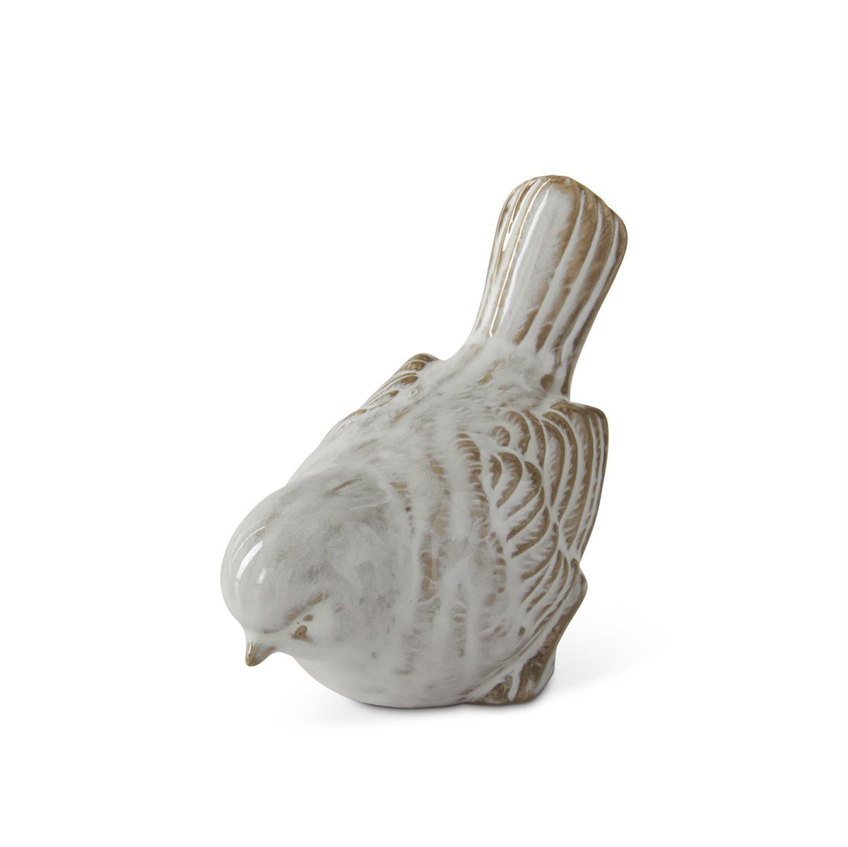 Cream & Taupe Glazed Ceramic Birds - Ave de Cerámica