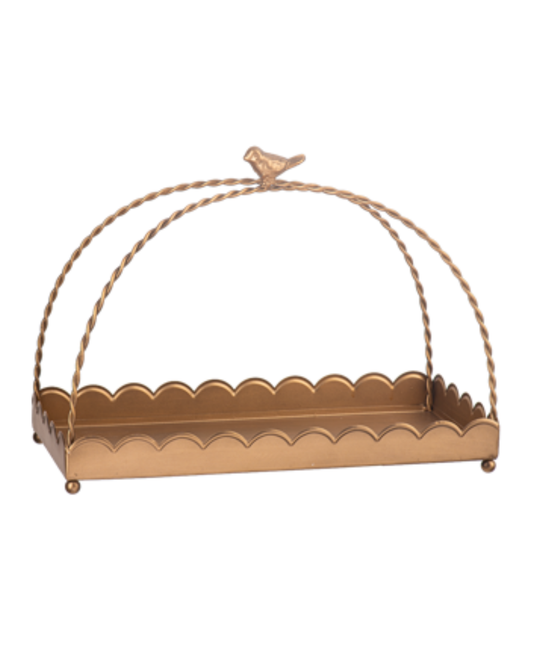 Antique Gold Scallop Tray with Bird Handle - Bandeja