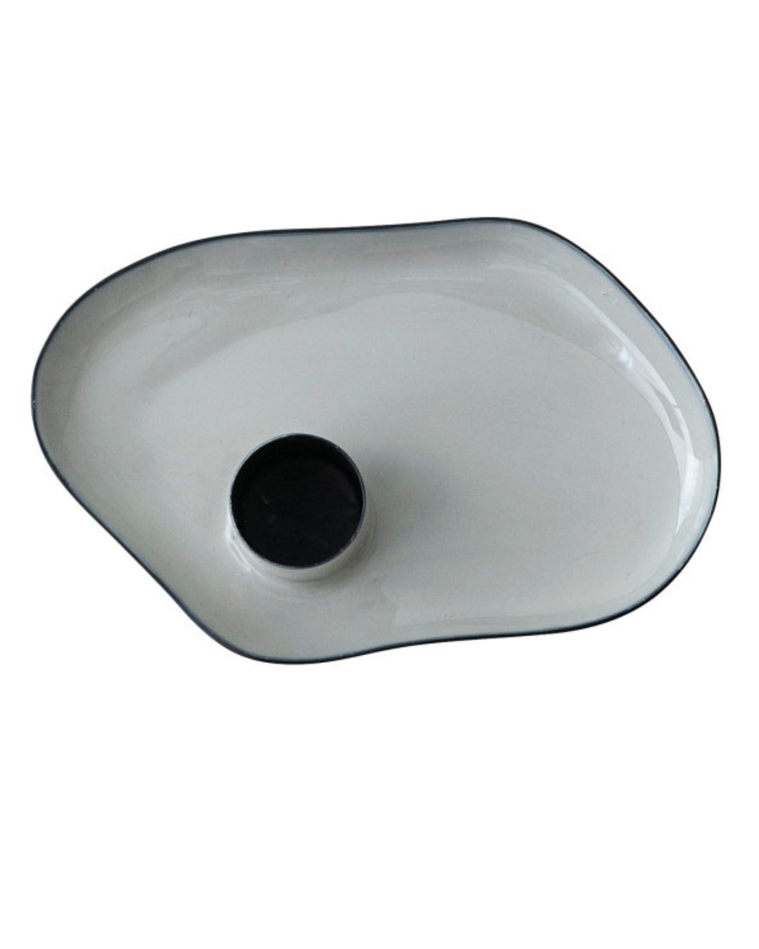 Enameled Metal Taper Holder with Tray, 3 Styles / Portavelas de metal esmaltado con bandeja, 3 estilos