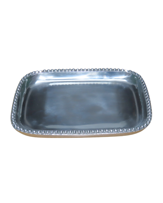 Engravable Rect Beaded Tray - SM - Bandeja