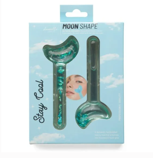 2PC MOON SHAPE CRYO FACIAL MASSAGER - BLUE