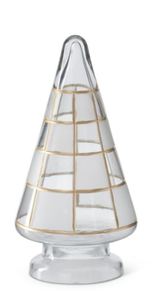 Clear w/Gold & Frosted Glass Check Christmas Trees - Árboles de Cristal