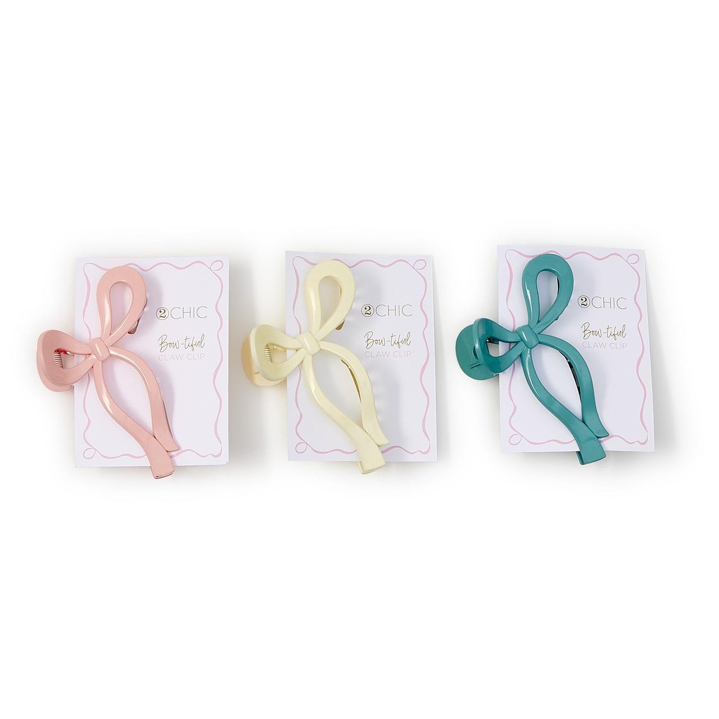 Bow-tiful Claw Clip Assorted 3 Colors: Coquette Pink, Baby Blue and Ivory - Acrylic