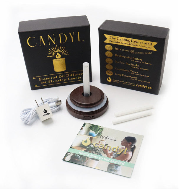 Candyl Diffuser- White Marble Jar, Dark Wood Top - Difusor Eléctrico