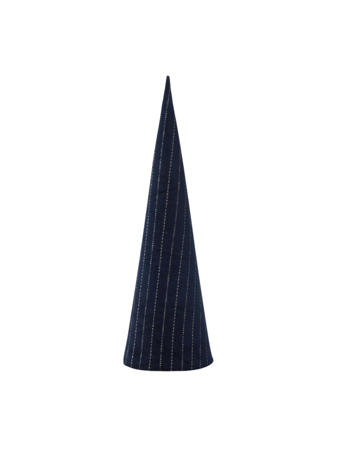Silver Striped Navy Blue Velvet Nesting Cones Trees