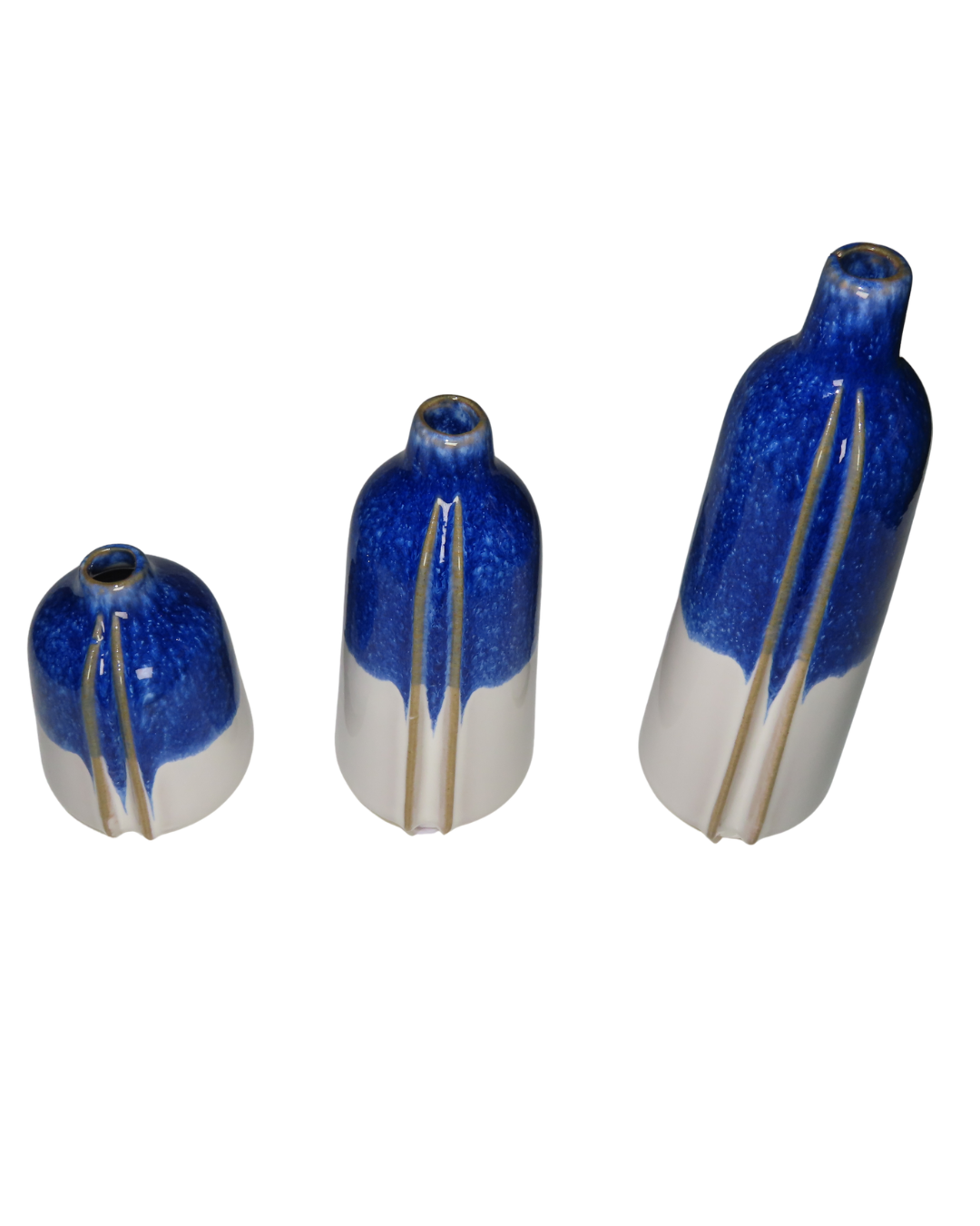 Reactive Glaze Mini Blue And White Vases - Jarrones