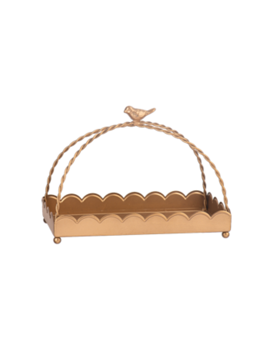 Antique Gold Scallop Tray with Bird Handle - Bandeja