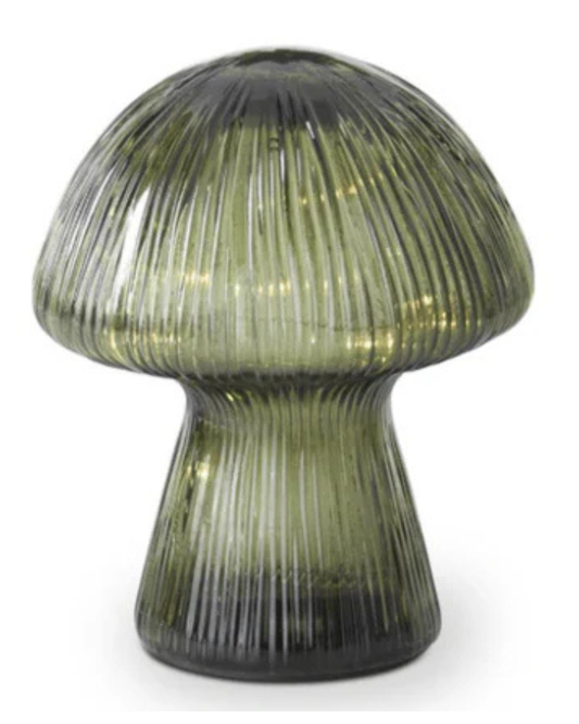 Green Glass LED Mushrooms W/Timer - Lámparas LED de Setas/Hongos