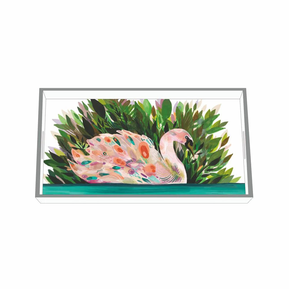 Bandeja de madera lacada Swan Song