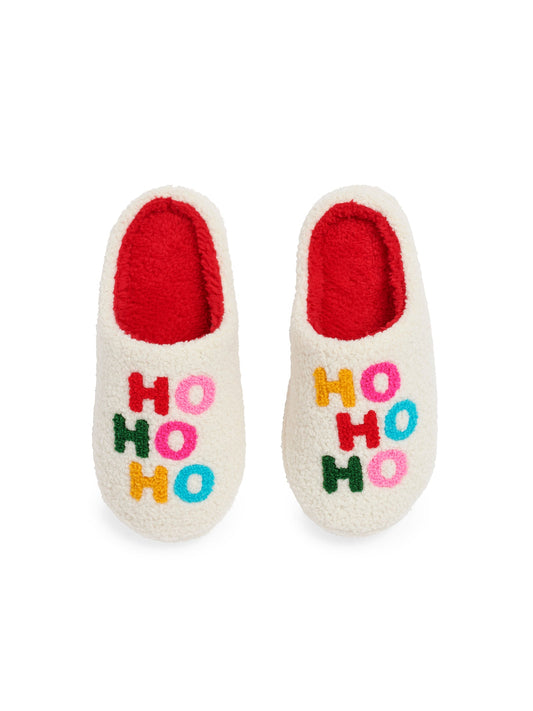 "Ho Ho Ho" Slippers, Ivory Sale price