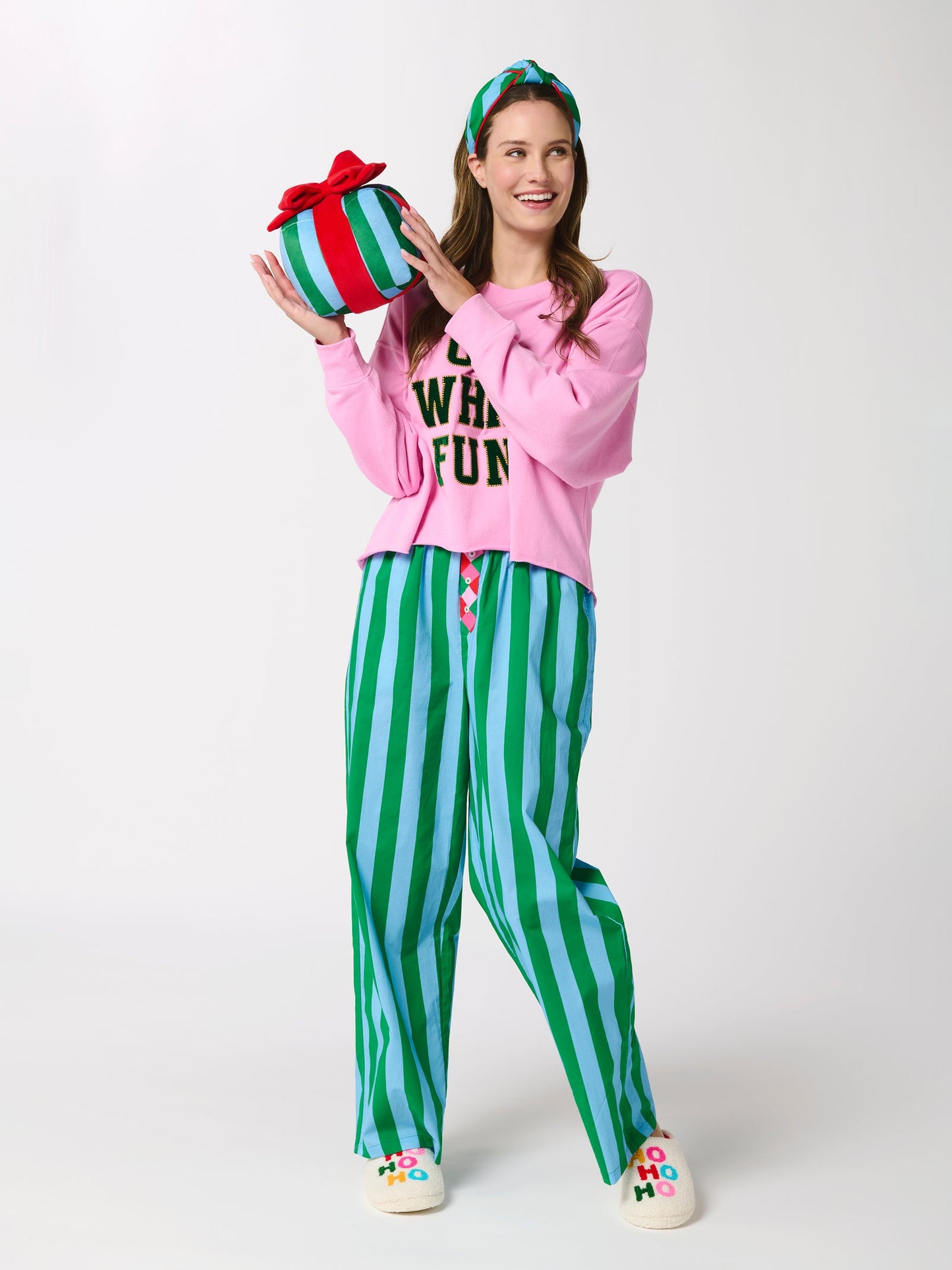 "Ho Ho Ho" Slippers, Ivory Sale price