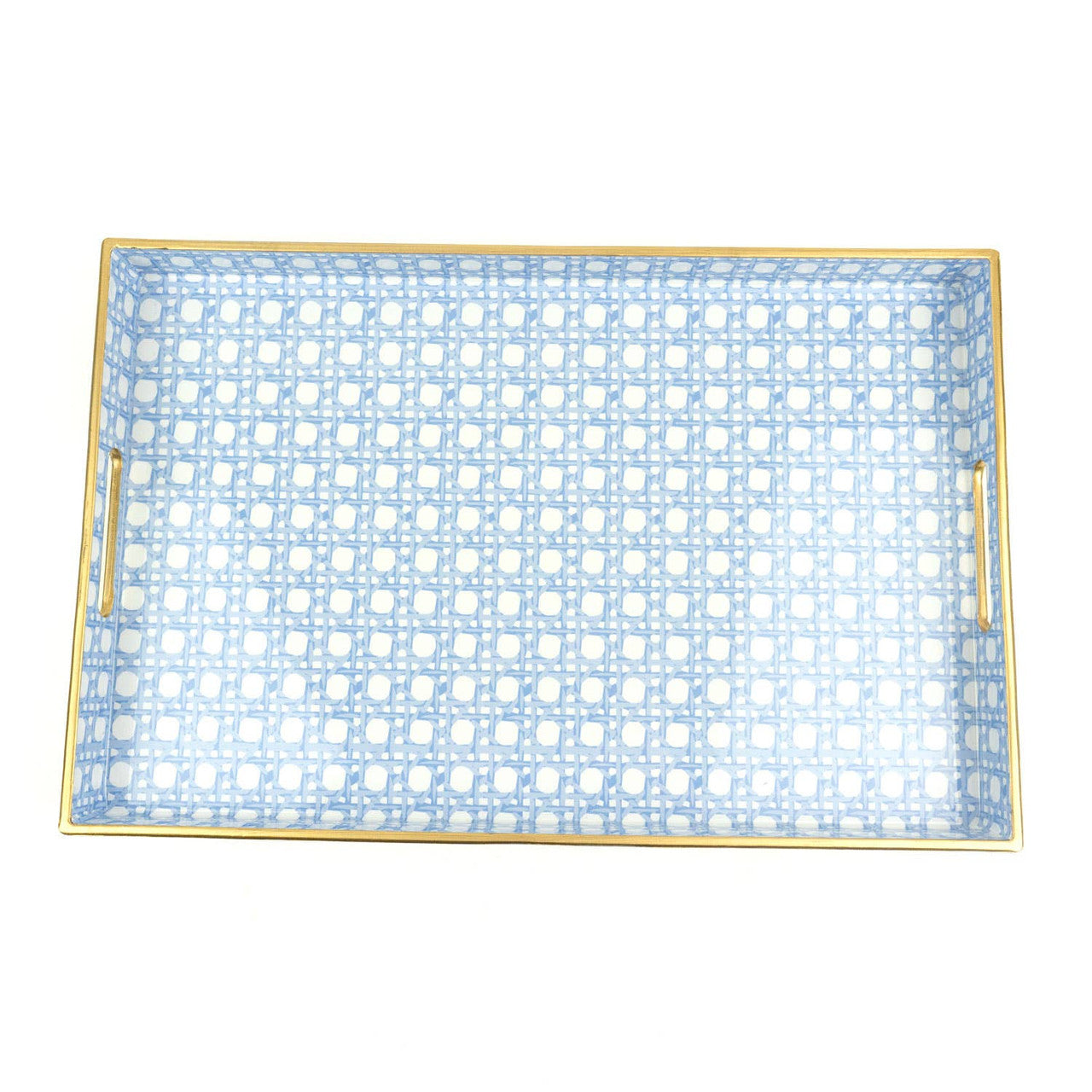 Blue Cane Rectangular Tray - Bandeja azul