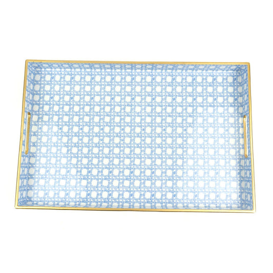 Blue Cane Rectangular Tray - Bandeja azul