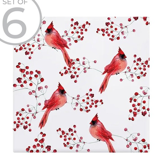 CARDINAL CERAMIC COASTER S6 RED / Posavasos de cerámica