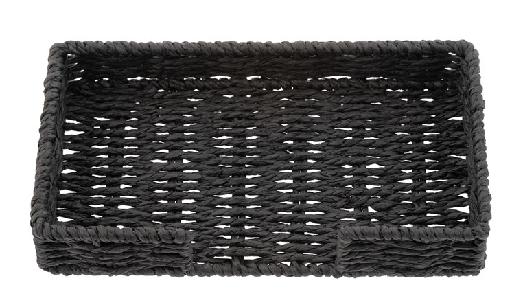 WOVEN PAPER GUEST TOWEL NAPKIN HOLDER BLACK / Bandeja organizadora negra