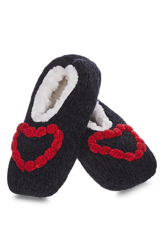 Cozy Heart Chenille Sherpa-Lined Slippers - Pantuflas