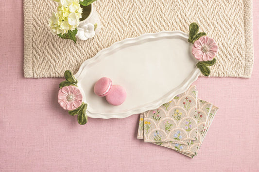 Floral Handle Hostess Set - Bandeja de Flor y Set de Servilletas
