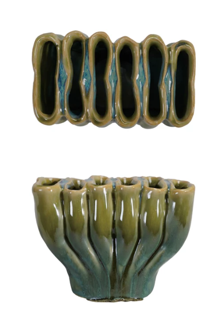 Stoneware Sculptural Vase with 6 Sections / Jarrón de cerámica con 6 secciones