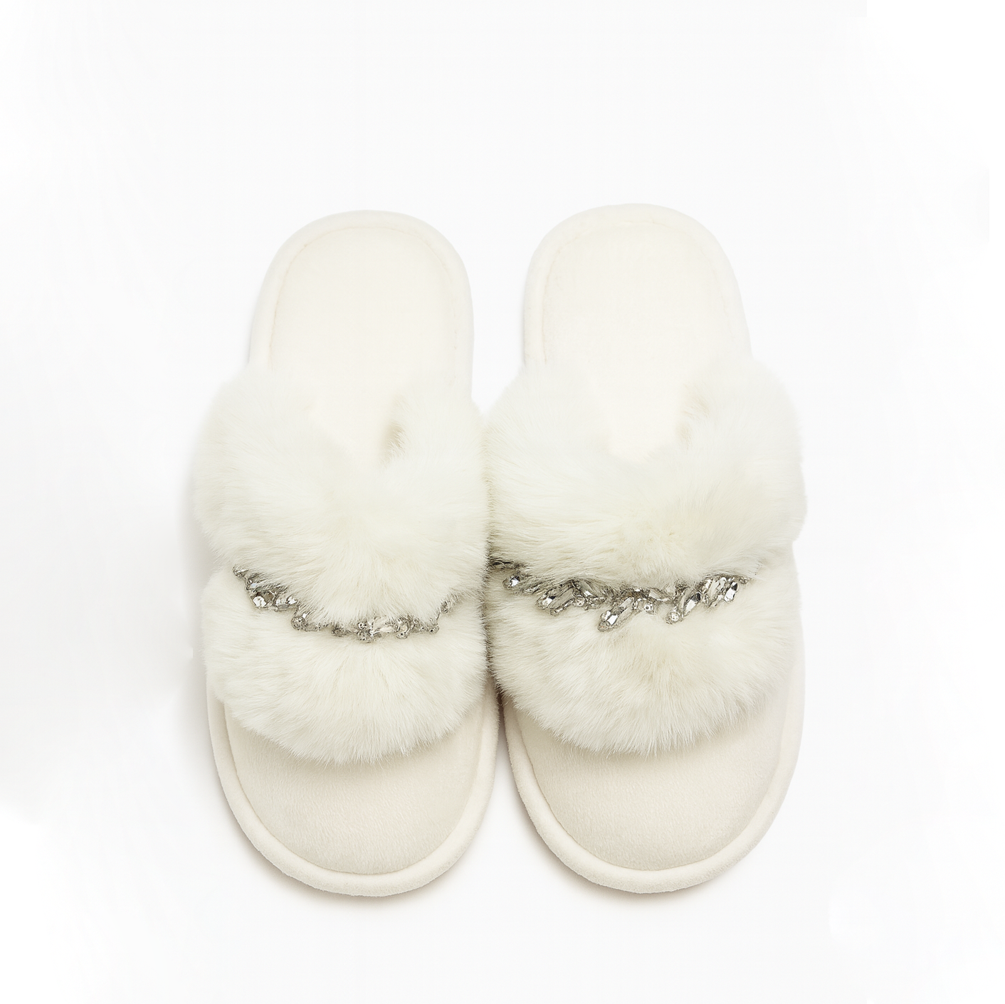 Cozy White Slippers – Anti-Slip Sole
