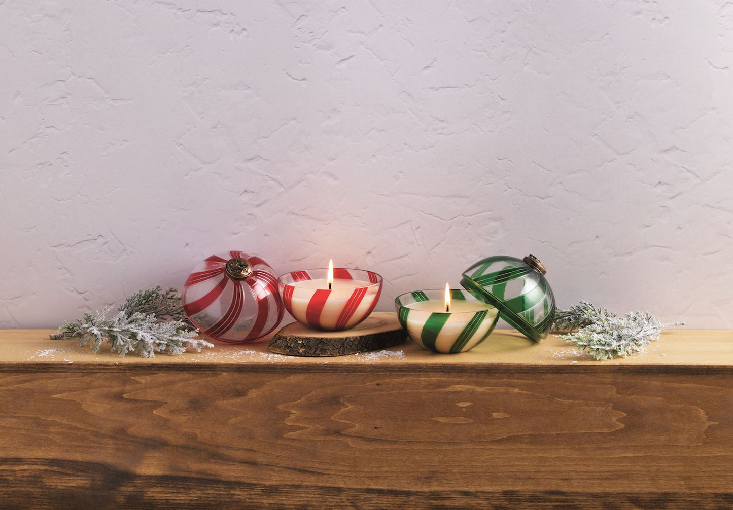 Candy Cane Glass Candles ornamento