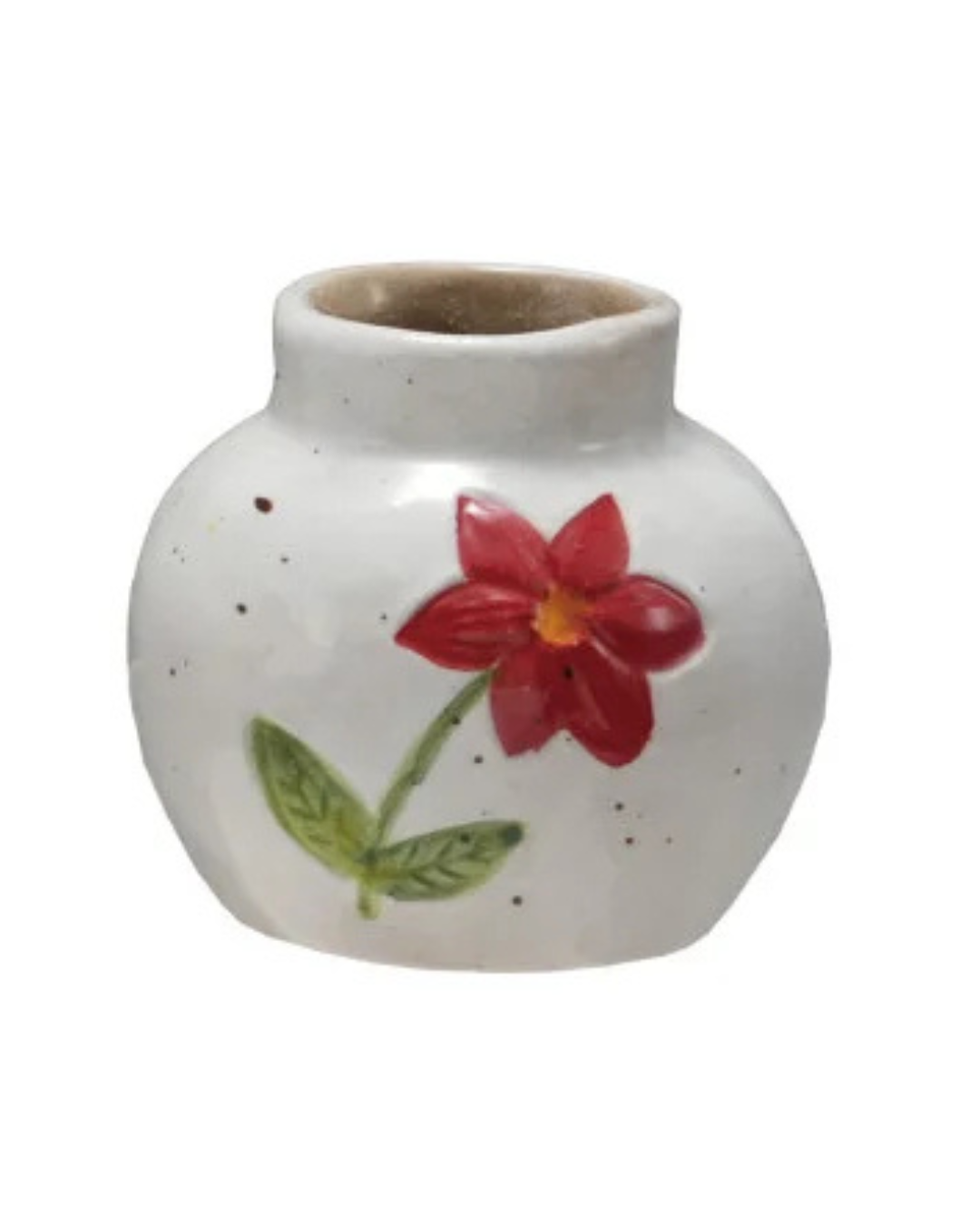 Stoneware Vase with Flower - Jarrón de Cerámica