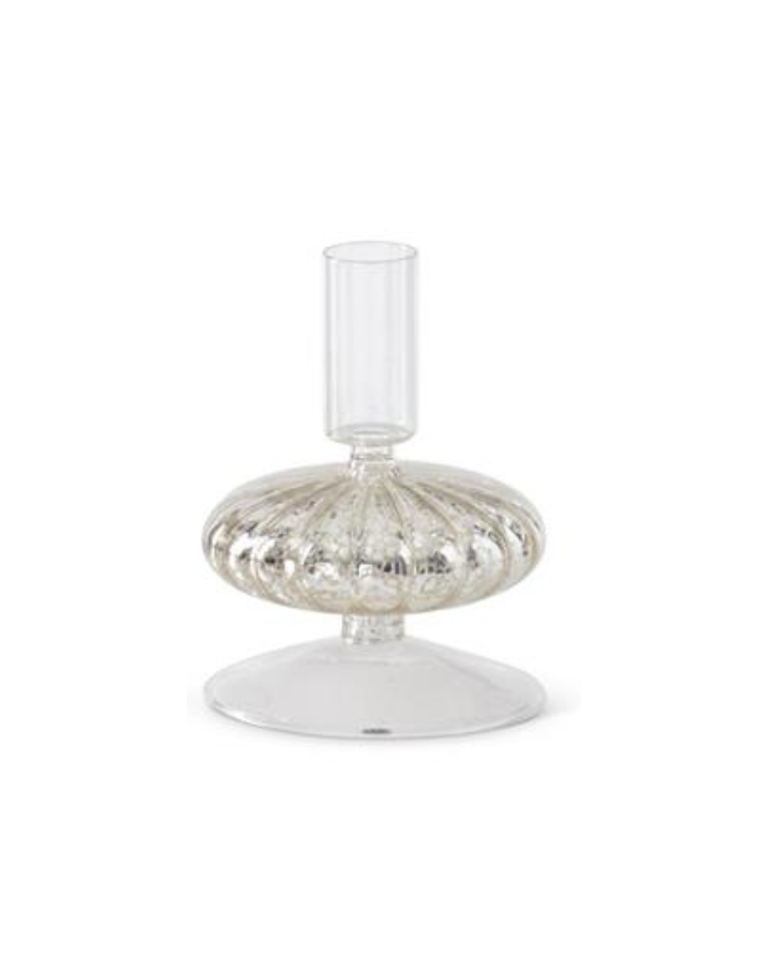 Silver Mercury Glass Taper Candleholders - Portavelas