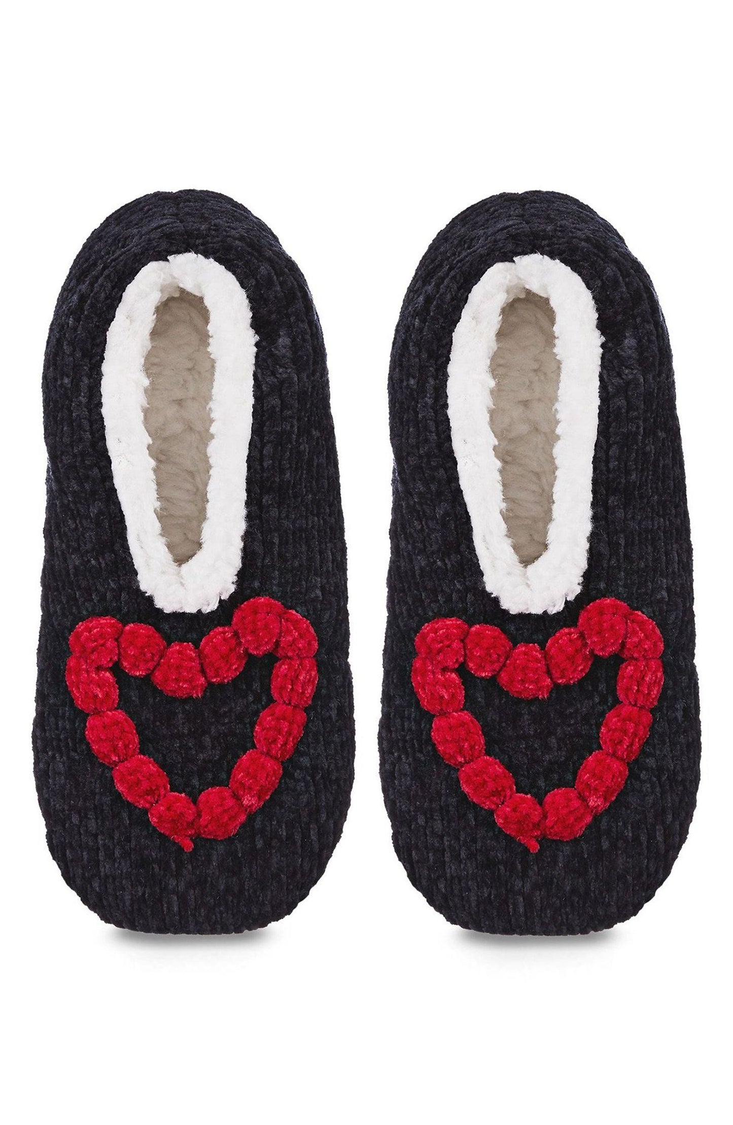 Cozy Heart Chenille Sherpa-Lined Slippers - Pantuflas S/M