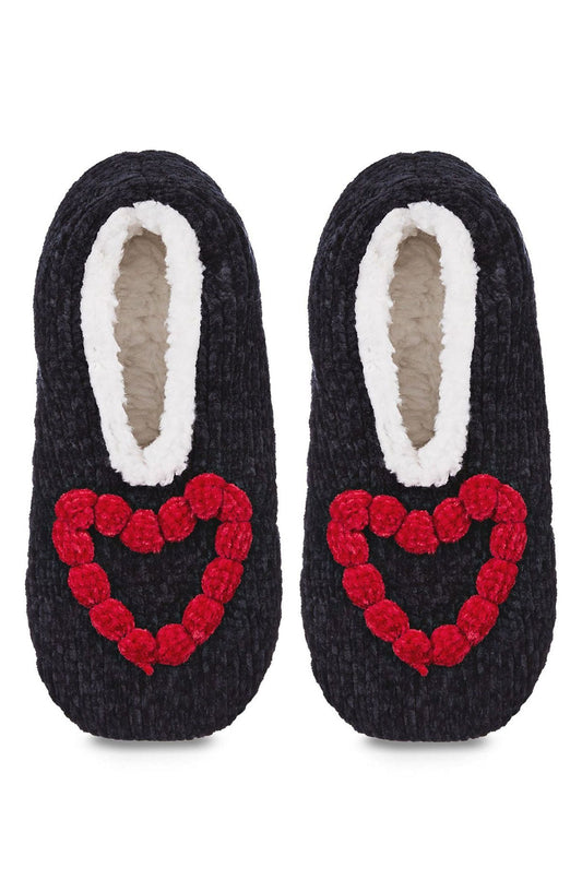 Cozy Heart Chenille Sherpa-Lined Slippers - Pantuflas
