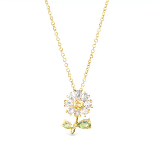 CZ Daisy Necklace - Gold - Collar de Margarita