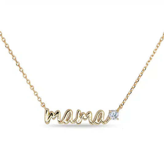 Gold CZ Mama Necklace - Collar